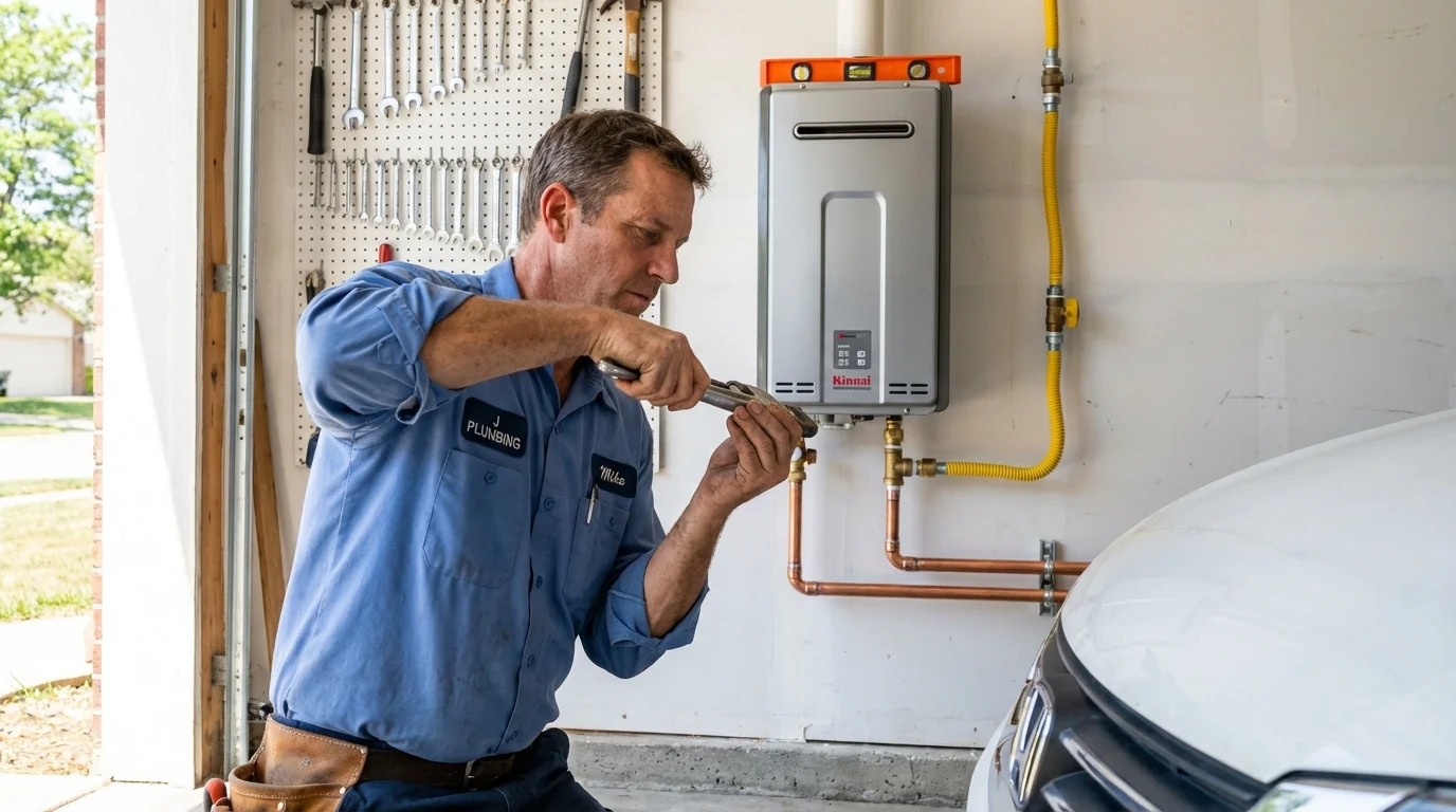 Tankless water heater installation by a Johns Plumbing LLC plumber in Scottdale